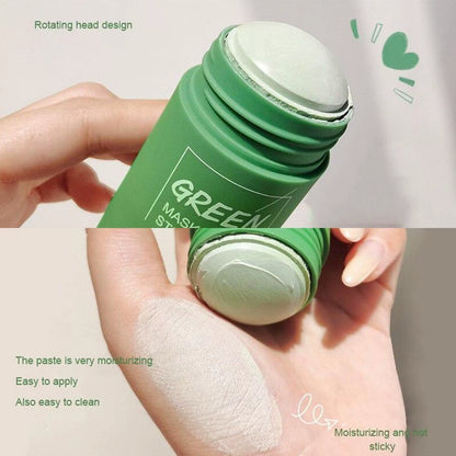 Green Tea Solid Cleansing Mask Acne Blemish Treatment Cream Blackhead Removal Natural Plant Formula Mild Skincare Solution